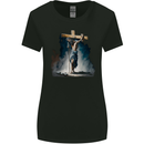 Jesus Christ Carrying His Cross Womens Wider Cut T-Shirt Black
