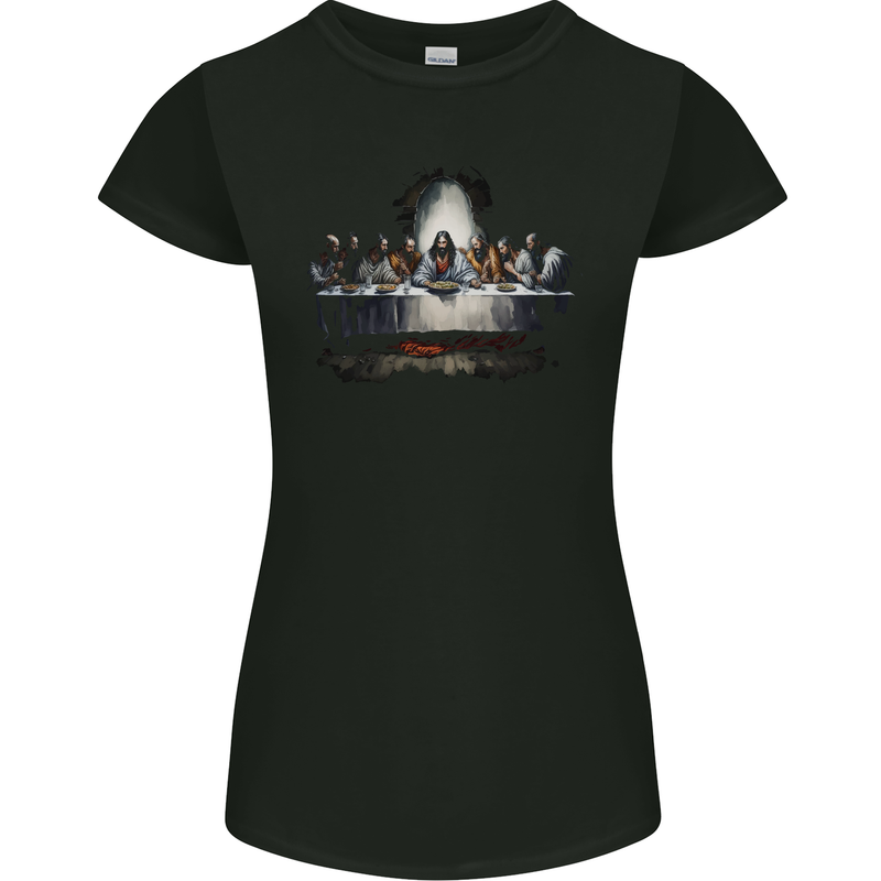 Jesus Christ The Last Supper Womens Petite Cut T-Shirt Black