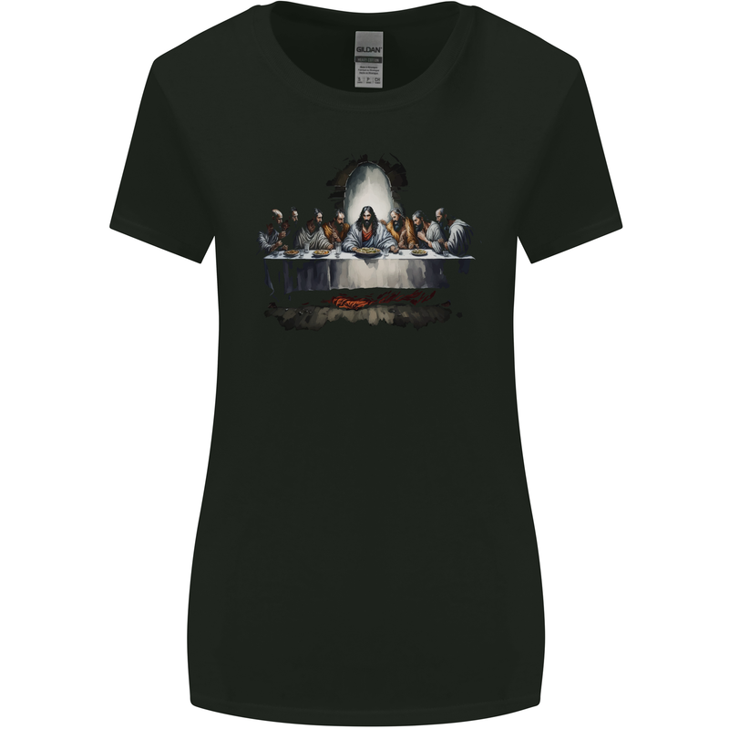 Jesus Christ The Last Supper Womens Wider Cut T-Shirt Black