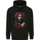 Jesus Christ With Roses Childrens Kids Hoodie Black