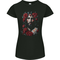 Jesus Christ With Roses Womens Petite Cut T-Shirt Black