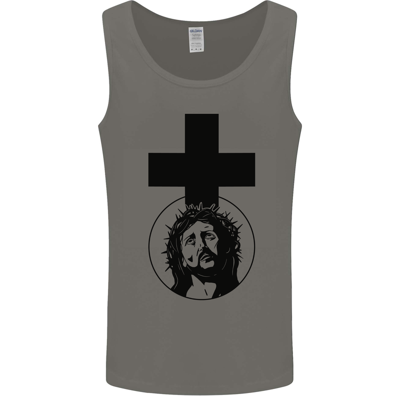 Jesus Cross Christian God Christianity Mens Vest Tank Top Charcoal