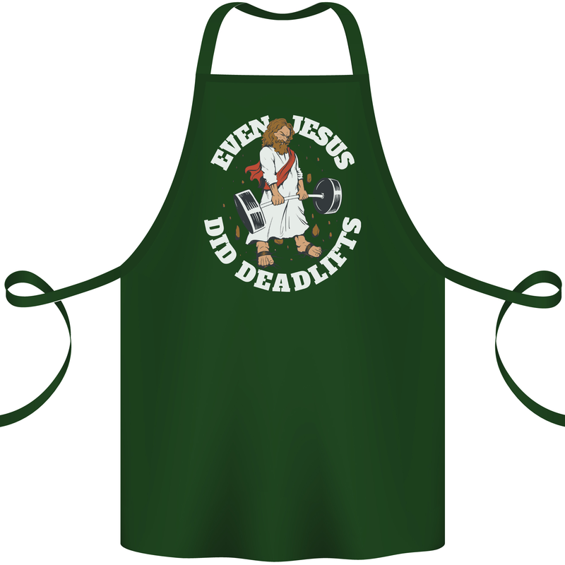 Jesus Deadlift Funny Gym Bodybuilding Training Cotton Apron 100% Organic Forest Green