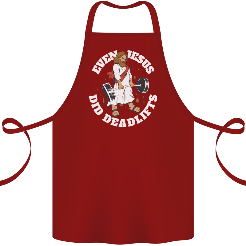 Jesus Deadlift Funny Gym Bodybuilding Training Cotton Apron 100% Organic Maroon