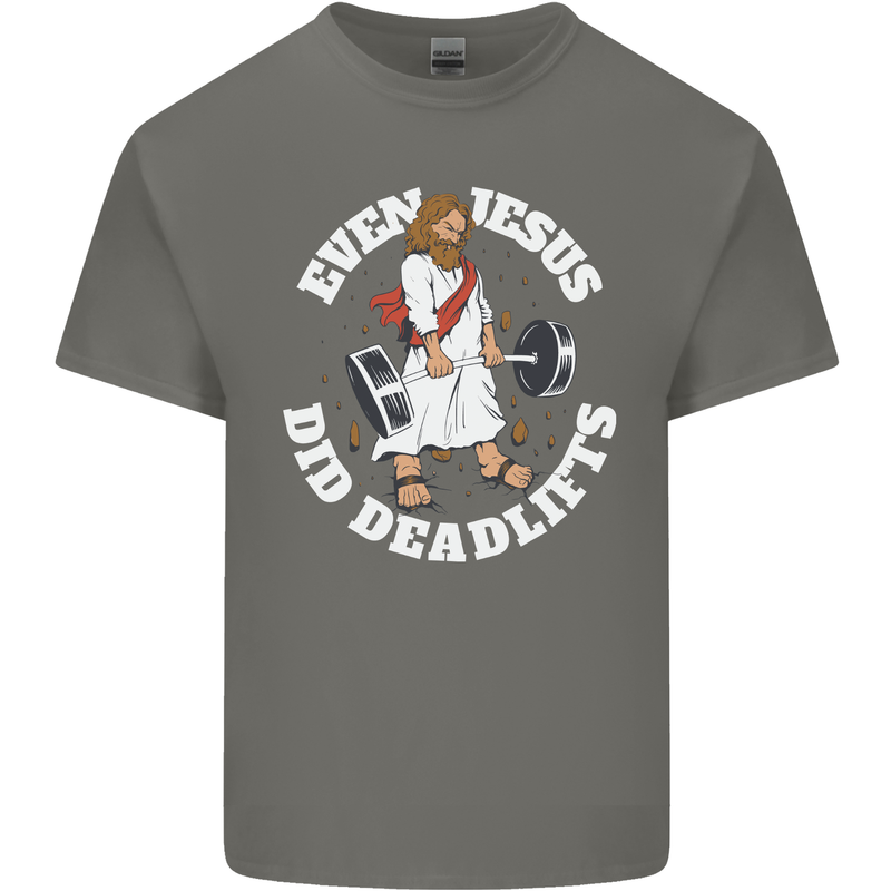 Jesus Deadlift Funny Gym Bodybuilding Training Mens Cotton T-Shirt Tee Top Charcoal