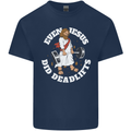 Jesus Deadlift Funny Gym Bodybuilding Training Mens Cotton T-Shirt Tee Top Navy Blue