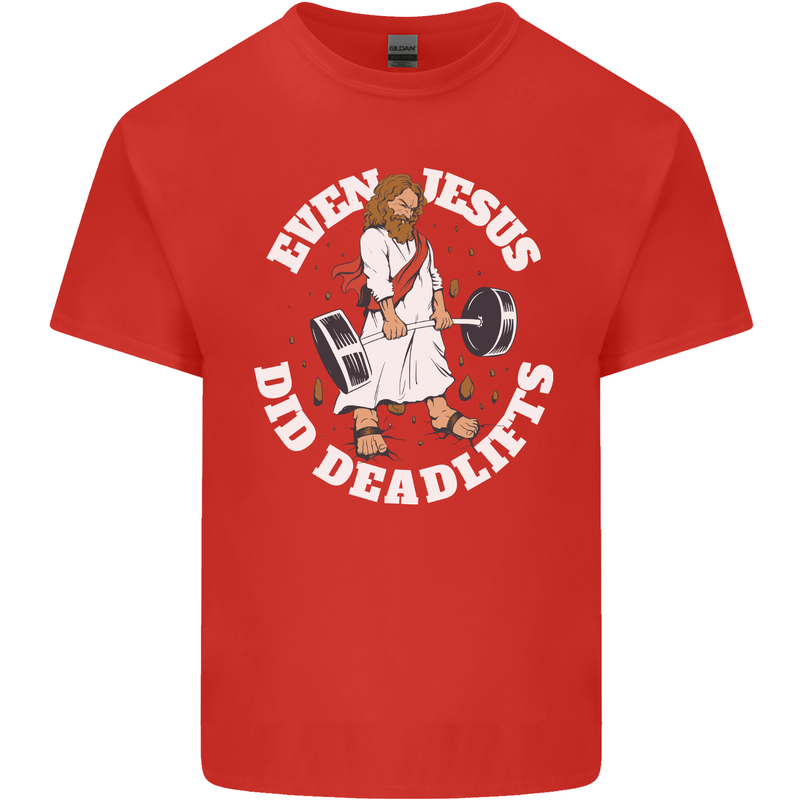 Jesus Deadlift Funny Gym Bodybuilding Training Mens Cotton T-Shirt Tee Top Red