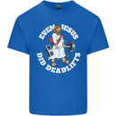 Jesus Deadlift Funny Gym Bodybuilding Training Mens Cotton T-Shirt Tee Top Royal Blue