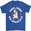 Jesus Deadlift Funny Gym Bodybuilding Training Mens T-Shirt 100% Cotton Royal Blue