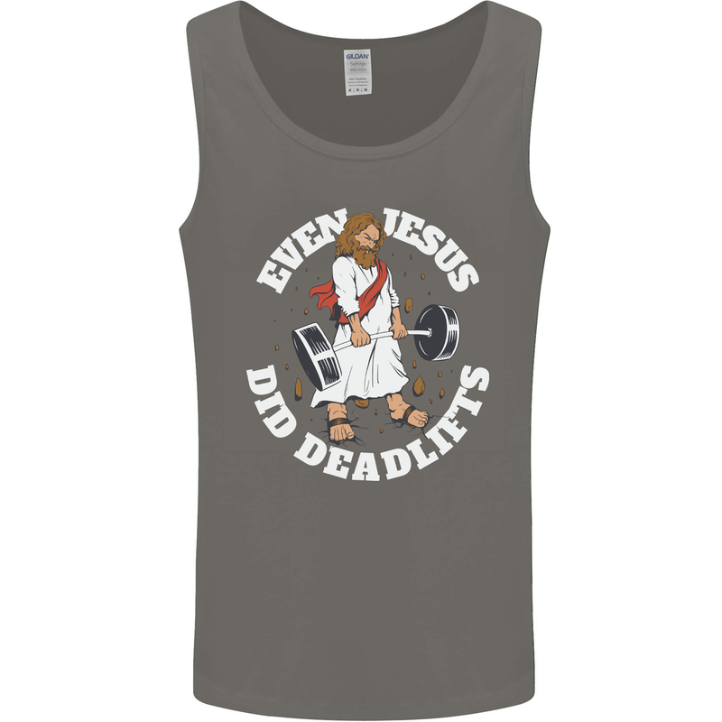 Jesus Deadlift Funny Gym Bodybuilding Training Mens Vest Tank Top Charcoal