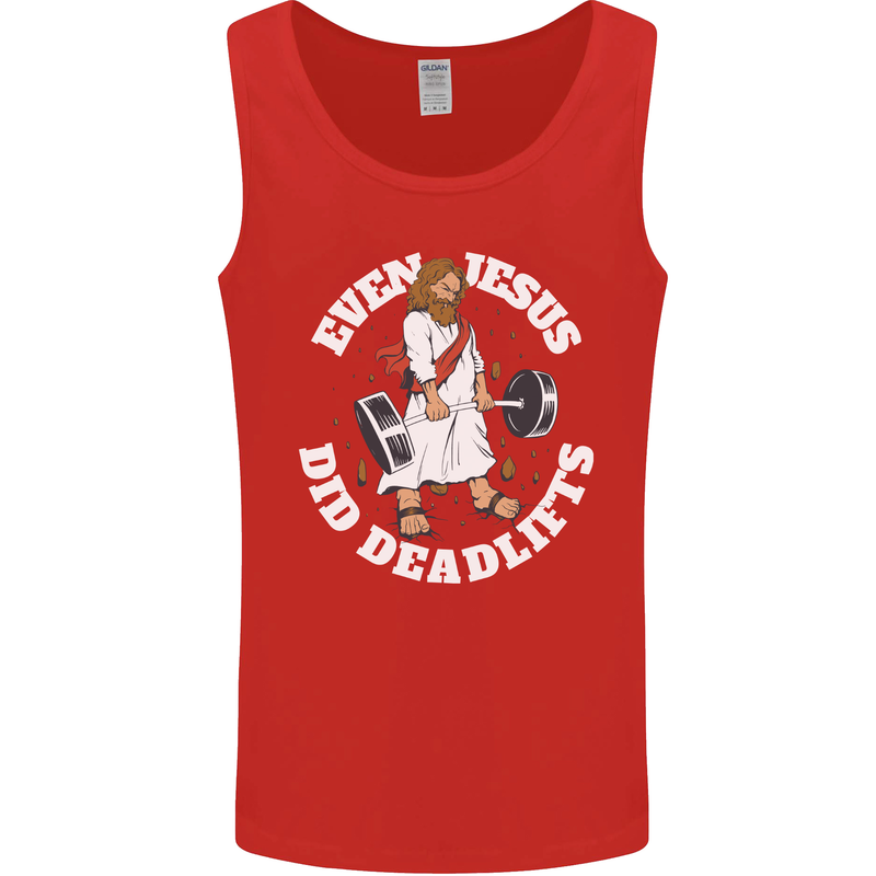 Jesus Deadlift Funny Gym Bodybuilding Training Mens Vest Tank Top Red