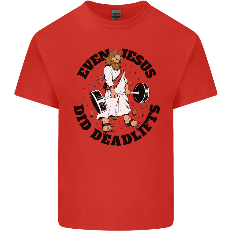 Jesus Deadlift Funny Gym Training Bodybuilding Mens Cotton T-Shirt Tee Top Red