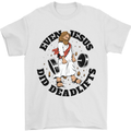 Jesus Deadlift Funny Gym Training Bodybuilding Mens T-Shirt 100% Cotton White