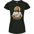 Jesus Raves Funny DJ Music Decks Christian Womens Petite Cut T-Shirt Black