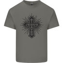Jesus Saves Cross Christian Christianity Mens Cotton T-Shirt Tee Top Charcoal