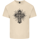 Jesus Saves Cross Christian Christianity Mens Cotton T-Shirt Tee Top Natural