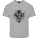 Jesus Saves Cross Christian Christianity Mens Cotton T-Shirt Tee Top Sports Grey