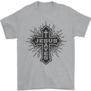 Jesus Saves Cross Christian Christianity Mens T-Shirt 100% Cotton Sports Grey