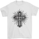Jesus Saves Cross Christian Christianity Mens T-Shirt 100% Cotton White