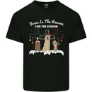 Jesus is the Reason Christmas Dogs Xmas Christian Mens Cotton T-Shirt Tee Top Black