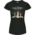 Jesus is the Reason Christmas Dogs Xmas Christian Womens Petite Cut T-Shirt Black