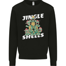 Jingle Shell Funny Christmas Tortoise Turtle Xmas Kids Sweatshirt Jumper Black