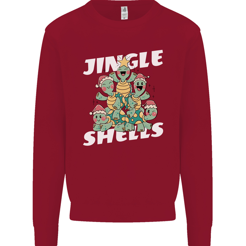 Jingle Shell Funny Christmas Tortoise Turtle Xmas Kids Sweatshirt Jumper Red