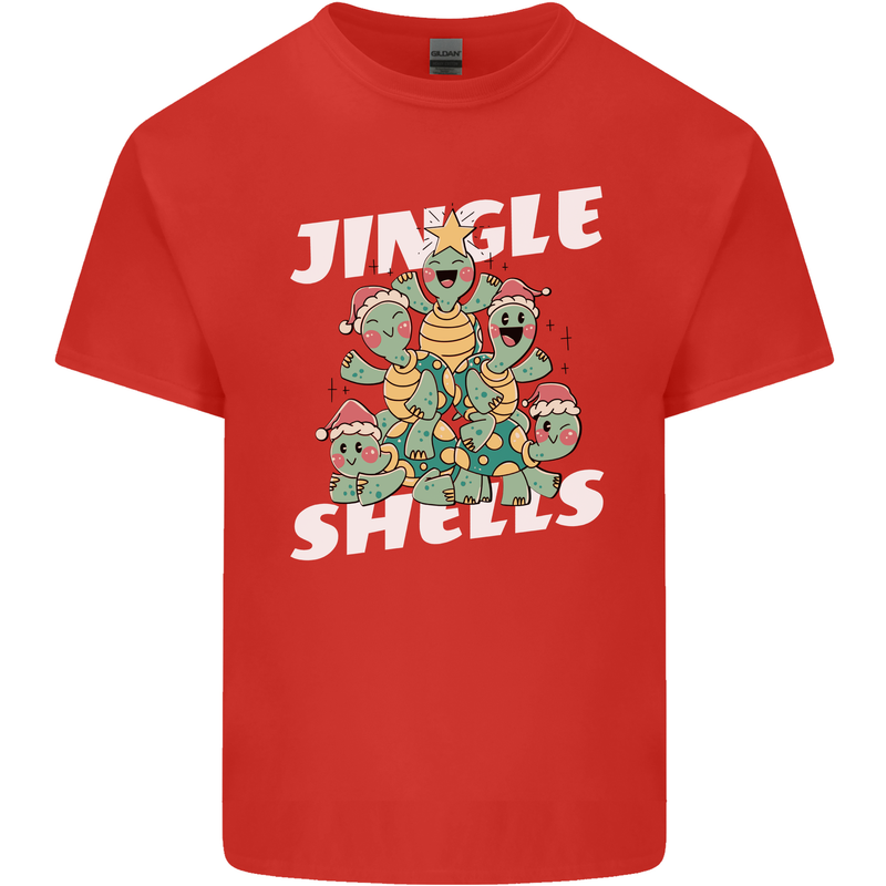Jingle Shell Funny Christmas Tortoise Turtle Xmas Mens Cotton T-Shirt Tee Top Red