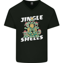 Jingle Shell Funny Christmas Tortoise Turtle Xmas Mens V-Neck Cotton T-Shirt Black