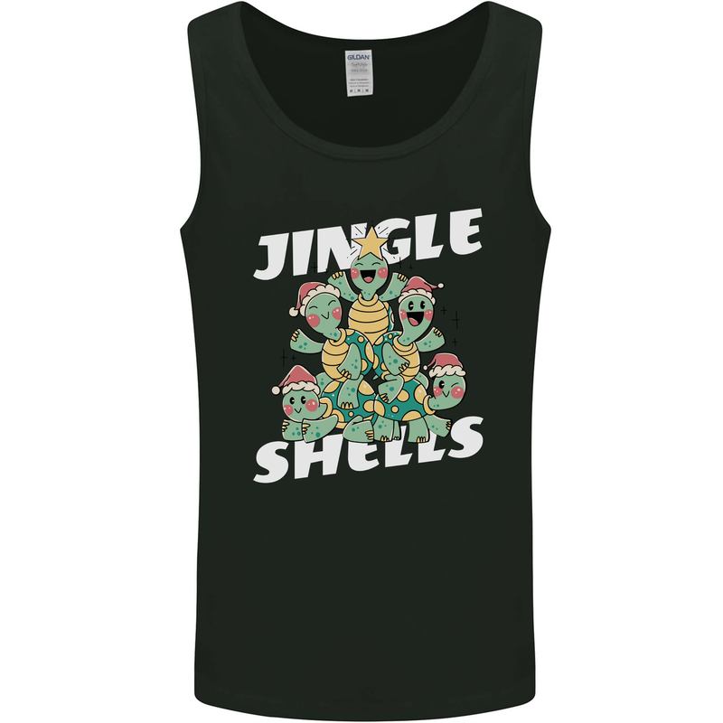 Jingle Shell Funny Christmas Tortoise Turtle Xmas Mens Vest Tank Top Black