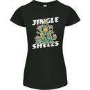 Jingle Shell Funny Christmas Tortoise Turtle Xmas Womens Petite Cut T-Shirt Black