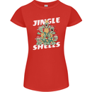 Jingle Shell Funny Christmas Tortoise Turtle Xmas Womens Petite Cut T-Shirt Red