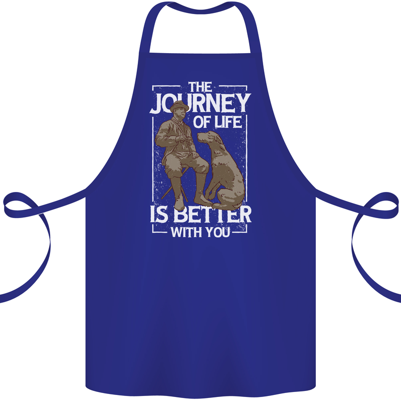 Journey of Life Old Man and Dog Cotton Apron 100% Organic Royal Blue