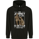 Journey of Life Old Man and Dog Mens 80% Cotton Hoodie Black