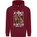 Journey of Life Old Man and Dog Mens 80% Cotton Hoodie Maroon