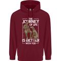 Journey of Life Old Man and Dog Mens 80% Cotton Hoodie Maroon