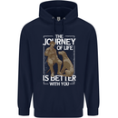 Journey of Life Old Man and Dog Mens 80% Cotton Hoodie Navy Blue