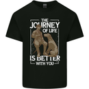 Journey of Life Old Man and Dog Mens Cotton T-Shirt Tee Top Black