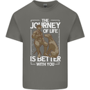 Journey of Life Old Man and Dog Mens Cotton T-Shirt Tee Top Charcoal