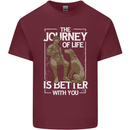Journey of Life Old Man and Dog Mens Cotton T-Shirt Tee Top Maroon
