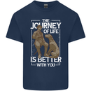 Journey of Life Old Man and Dog Mens Cotton T-Shirt Tee Top Navy Blue