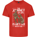 Journey of Life Old Man and Dog Mens Cotton T-Shirt Tee Top Red