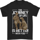 Journey of Life Old Man and Dog Mens T-Shirt 100% Cotton Black