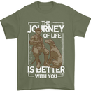Journey of Life Old Man and Dog Mens T-Shirt 100% Cotton Military Green