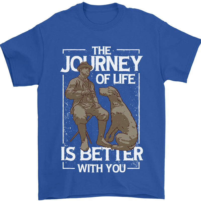 Journey of Life Old Man and Dog Mens T-Shirt 100% Cotton Royal Blue