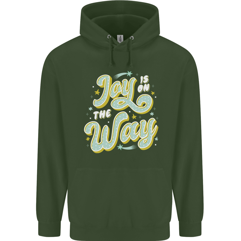 Joy On the Way New Baby Pregnancy Pregnant Childrens Kids Hoodie Forest Green