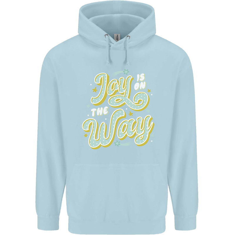 Joy On the Way New Baby Pregnancy Pregnant Childrens Kids Hoodie Light Blue