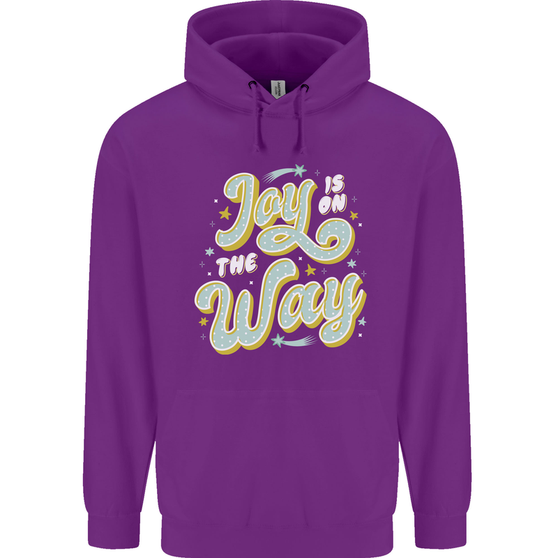 Joy On the Way New Baby Pregnancy Pregnant Childrens Kids Hoodie Purple
