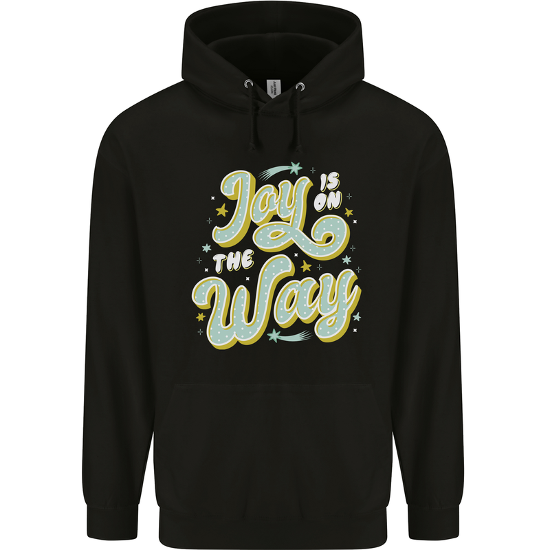Joy On the Way New Baby Pregnancy Pregnant Mens 80% Cotton Hoodie Black