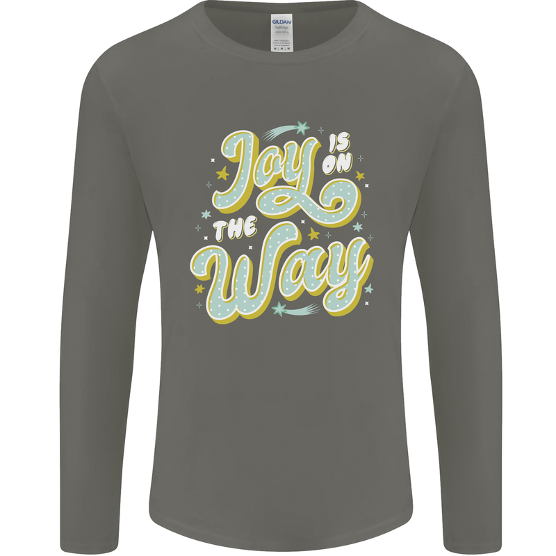 Joy On the Way New Baby Pregnancy Pregnant Mens Long Sleeve T-Shirt Charcoal